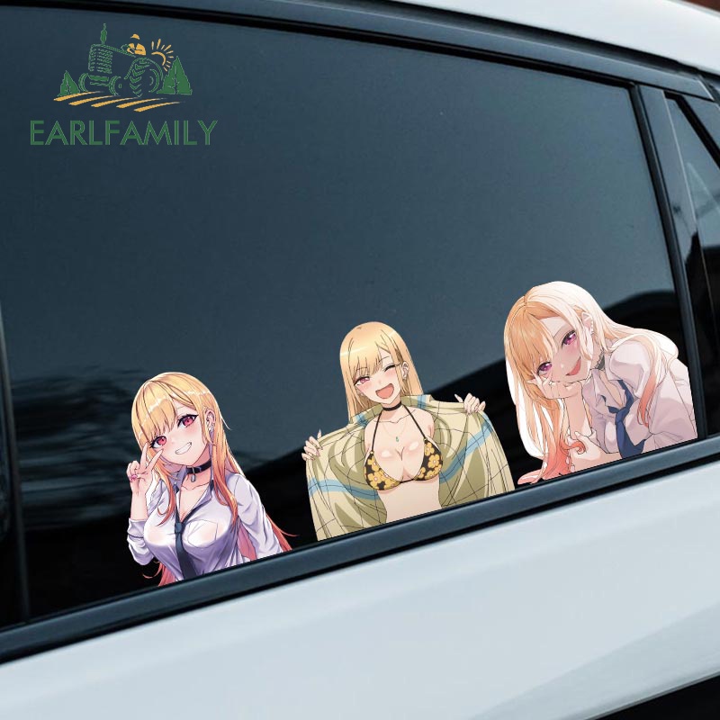 EARLFAMILY 13 ซม.x 12.7 ซม.สําหรับ Marin Kitagawa My Dress-Up Darling สติกเกอร์รถครีมกันแดดตลก Decal