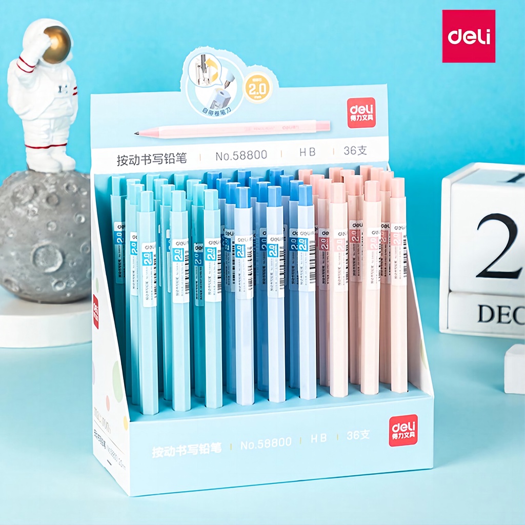 Deli ดินสอกด 2.0 พร้อมกบเหลาดินสอ แบบหนา เครื่องเขียน สําหรับนักเรียน WJ448