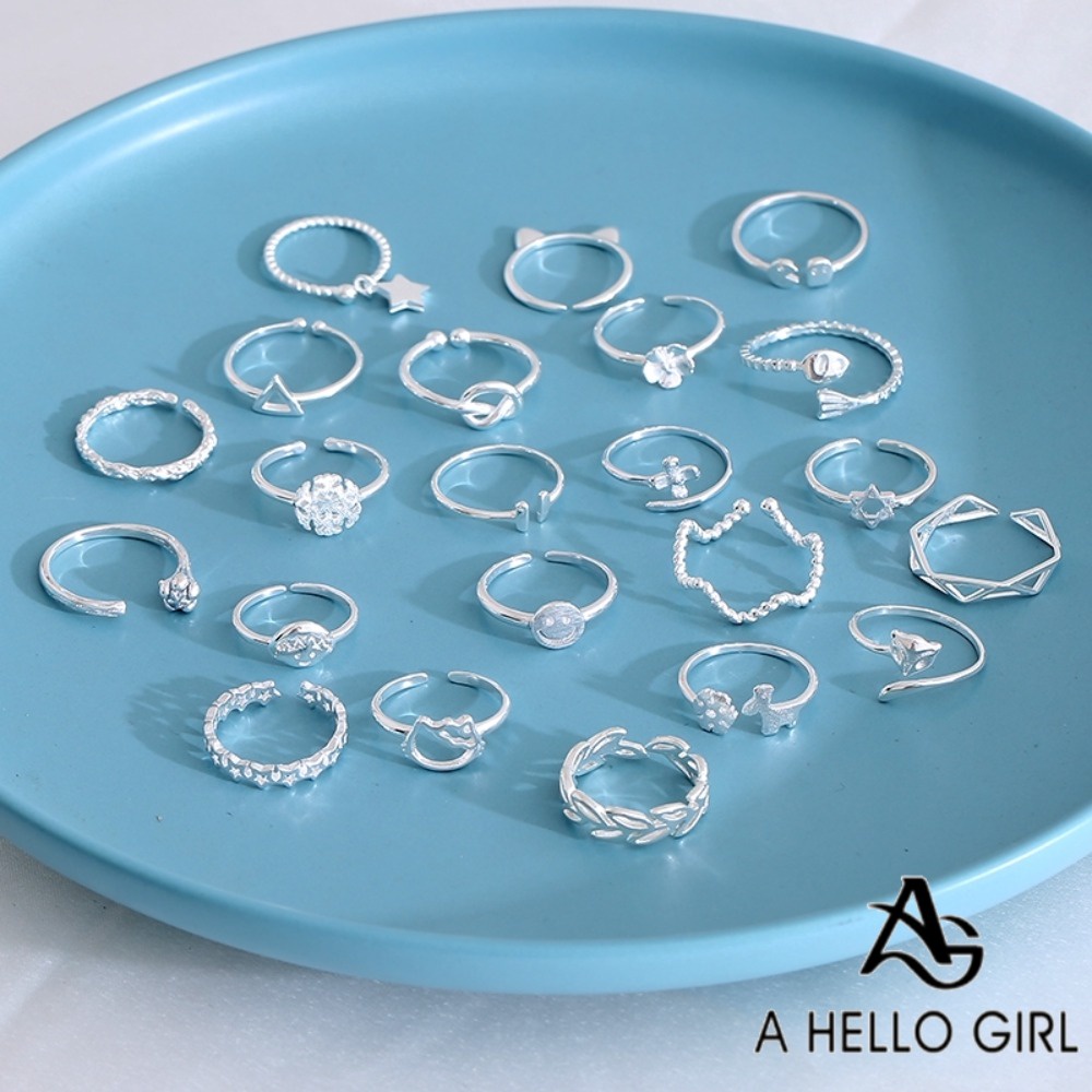 A HELLO GIRL แหวนแฟชั่น สไตล์วินเทจ เรียบง่าย เครื่องประดับ สําหรับผู้หญิง
