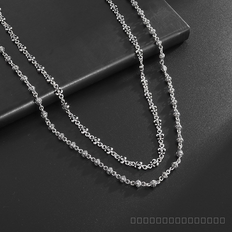 1017-YWTS K Brand Retro Distressed Antique Silver Necklace for Men and Women Couple European and American Clavicle Chain Niche Hip Hop High Sense Accessories Planet Saturn星球土星