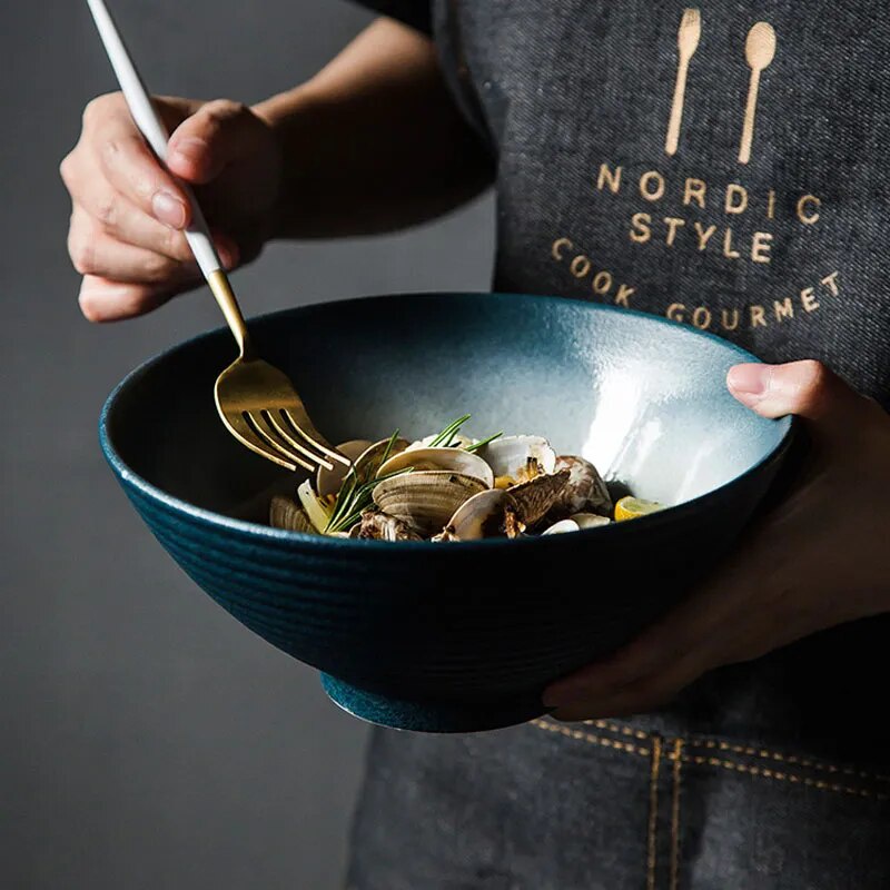 Japanese Ceramic Bowl 8inch Ramen Bowl Single Noodle Bowl Household Salad Bowl large Bowl Creative S