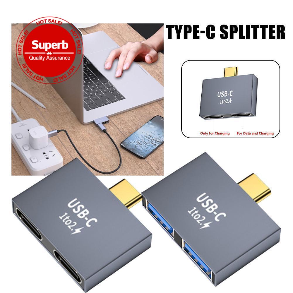 1 ถึง 2 USB C ชายคู่ USB C หญิงถ่ายโอนข้อมูล Splitter Type-C H8 FAST E9L3