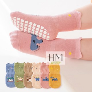 ถุงเท้าผ้าฝ้าย ลายการ์ตูนสำหรับเด็ก  ถุงเท้าเด็ก มีกันลื่น W…