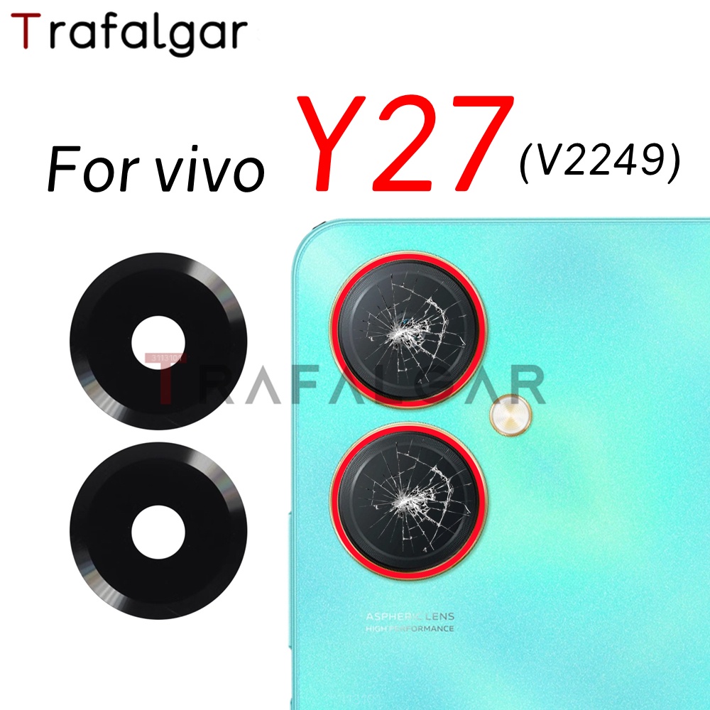 เลนส์กระจกกล้องด้านหลัง แบบเปลี่ยน พร้อมสติกเกอร์กาว สําหรับ vivo Y27 V2249