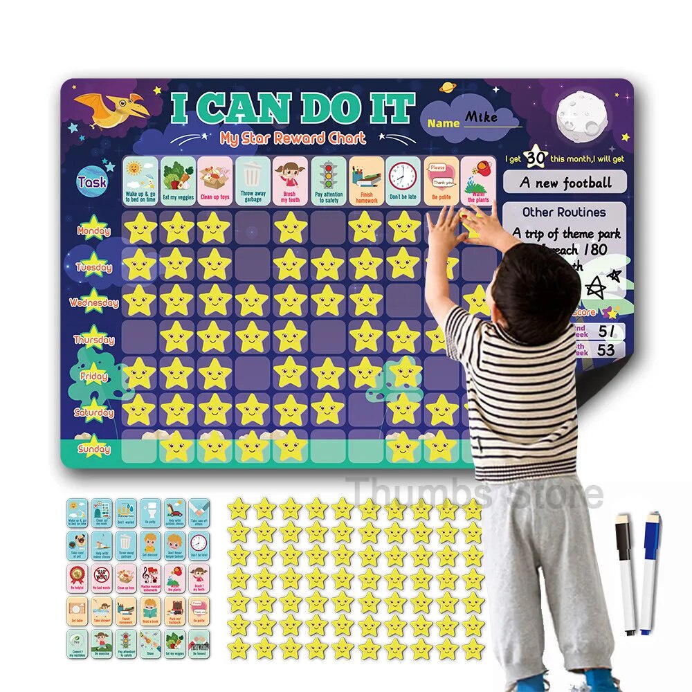 Children Habit Growth Schedule Educational Toys Magnetic Habit Tracking Reward Chart Self-discipline
