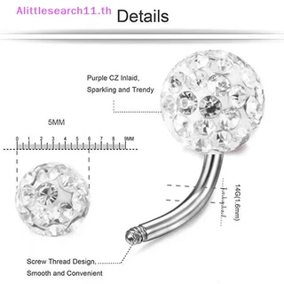 Alittlesearch11 1 ชิ้นคริสตัลปุ่มท้องแหวนสแตนเลสเพทายสะดือท้องน่ารักสะดือบาร์ TH
