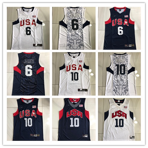 เสื้อปักเต็ม เสื้อทีม USA พร้อม LOGO No.10 Kobe jersey No.6 James Basketball Jersey Vest