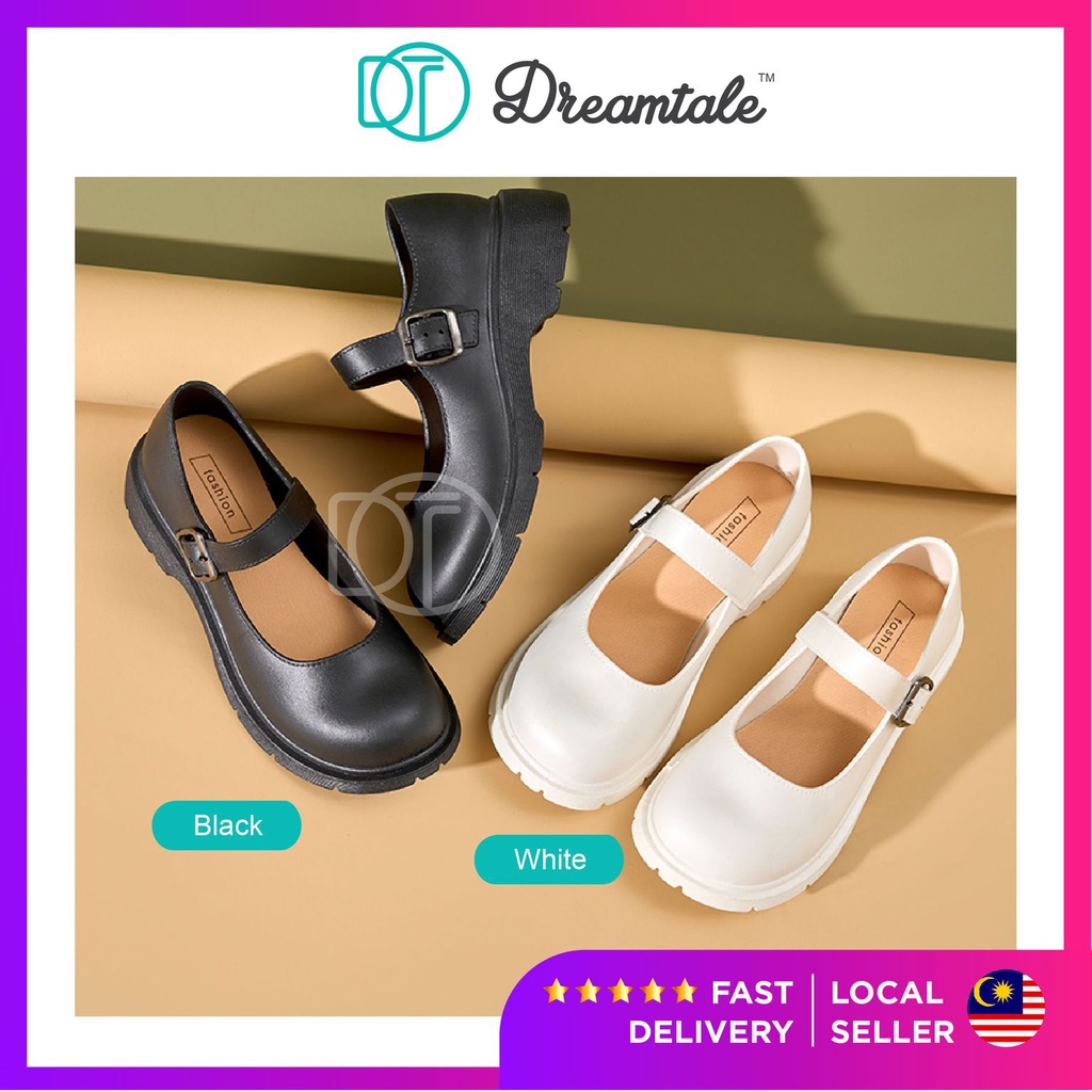 Dreamtale รองเท้าผู้หญิงสีดําสีขาว Loafer ผู้หญิงรองเท้าไม่มีส้น Kasut Wanita Loafer WSO103