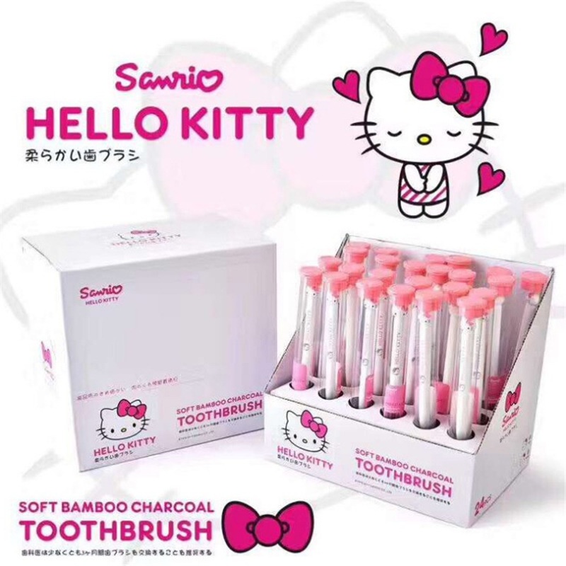 Kuromi Melody Cinnamon Dog Kitty แปรงสีฟัน ขนแปรงนุ่ม แปรงสีฟันซานริโอ้ ผู้ใหญ่ เส้นใยถ่านไม้ไผ่ อุปกรณ์อาบน้ํา แปรงทําความสะอาด เดินทาง แบบพกพา สําหรับเด็ก ผู้ใหญ่