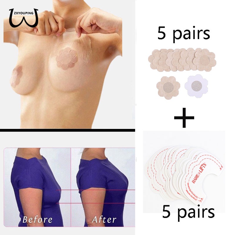 Zxyouping ชุดสติกเกอร์ติดจุกนม 10 ชิ้น และเทปแปะหน้าอก 10 ชิ้น