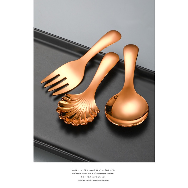 ช้อนส้อมสเตนเลส เกรด 304 ด้ามจับสั้น หัวกลม ขนาดเล็ก ของหวาน สําหรับเด็ก - รูปที่ 4