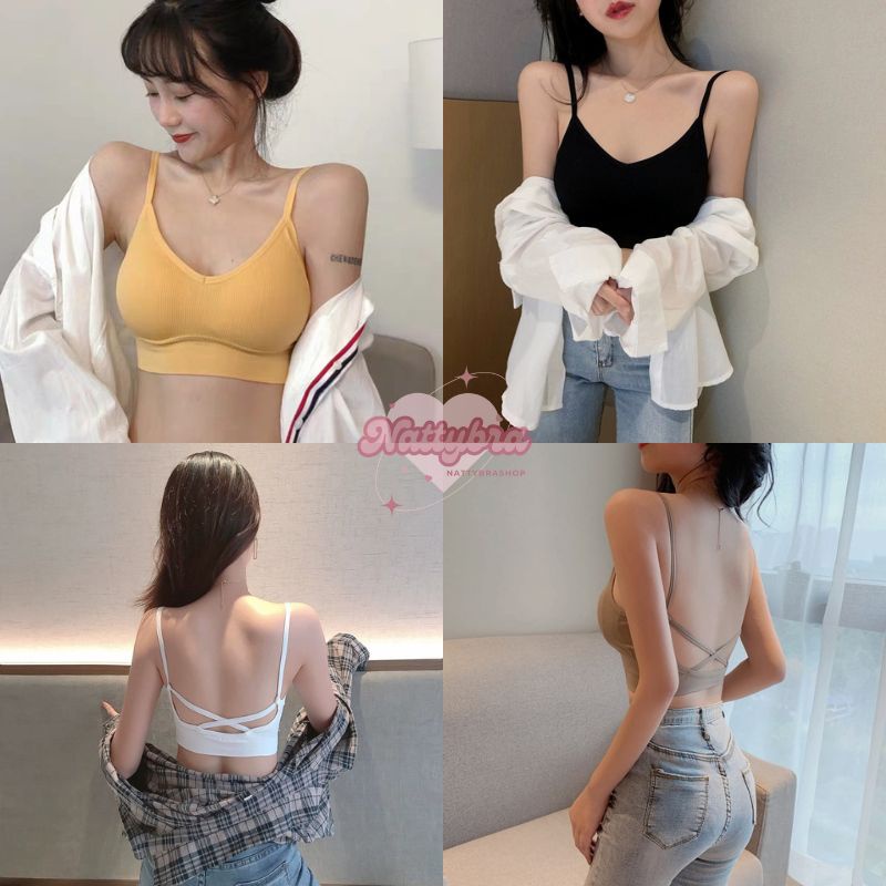 ลด30% โค้ดINC283ZN ⚡ Nattybra สปอร์ตบรา เซ็กซี่ สายไขว้หลัง ครอปบรา 32-38 ยั่วยวน มีฟองน้ำ ชุดชั้นใน ผู้หญิง ดันทรง