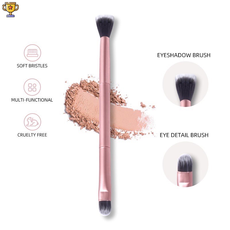 Eye Shadow Brush แปรงแต่งหน้าแบบสองหัวสําหรับแต่งแป้งผสมรองพื้นอายแชโดว์ TR