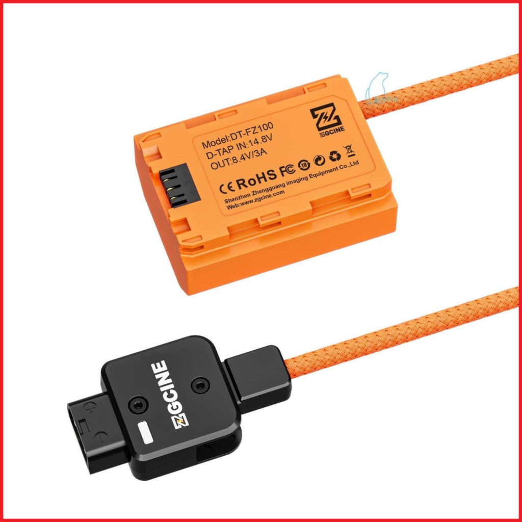 ZGCINE DT-FZ100 D-Tap to NP-FZ100 Dummy Battery with Braided Wire DC Coupler Accessory for  A7R V/A7