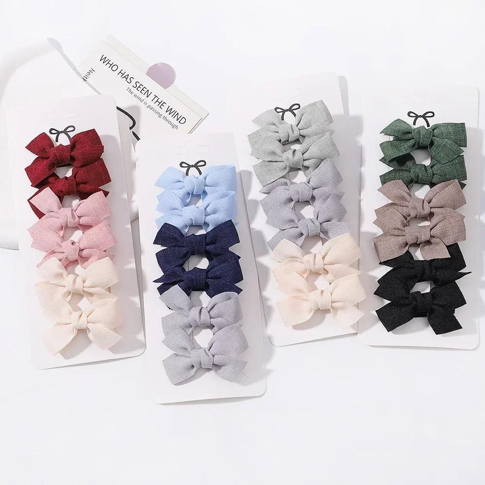 6pcs / handmade น่ารักสีทึบขนาดเล็กโบว์คลิปผมสำหรับเด็กสาวบูติกอุปกรณ์เสริมผม,