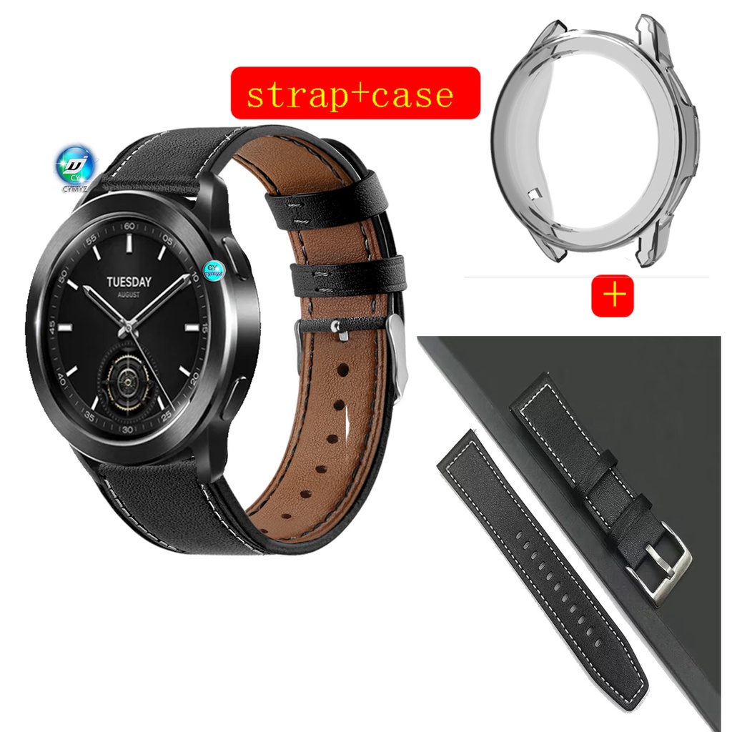 เคส Xiaomi Watch S3 เคส  สายนาฬิกาข้อมือหนัง สีดํา แบบเปลี่ยน สําหรับ Xiaomi Watch S3 Xiaomi Watch S