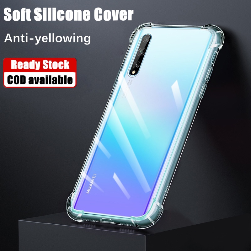 สําหรับ Huawei Y8P AQM-LX1 ซิลิโคนเหลวใสแบบยืดหยุ่น Anti-Yellowing ฝาหลัง 4 มุมป้องกัน Jelly Case