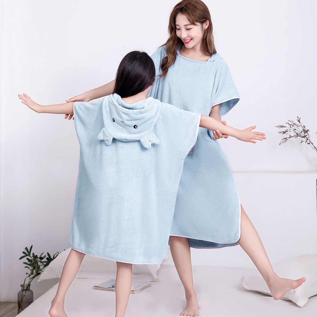 Yukata เสื้อคลุมอาบน้ํา ผ้าขนหนู ดูดซับน้ํา ทรงหลวม ขนาดใหญ่ สําหรับครอบครัว แม่ และลูก