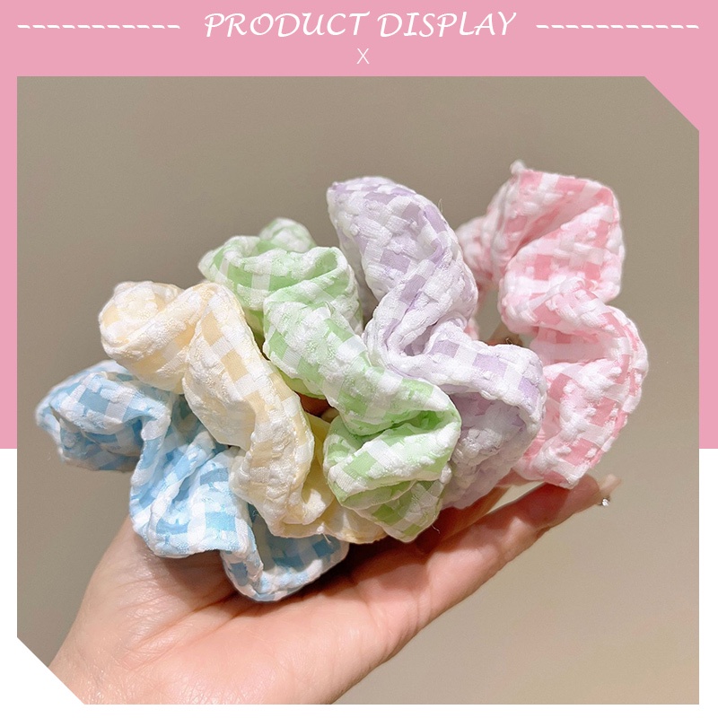 COD🌷หวานลายสก๊อตลำไส้ใหญ่เชือกผมขนาดเล็กกลิ่นหอม Headwear สไตล์เกาหลีเครื่องประดับผม-det