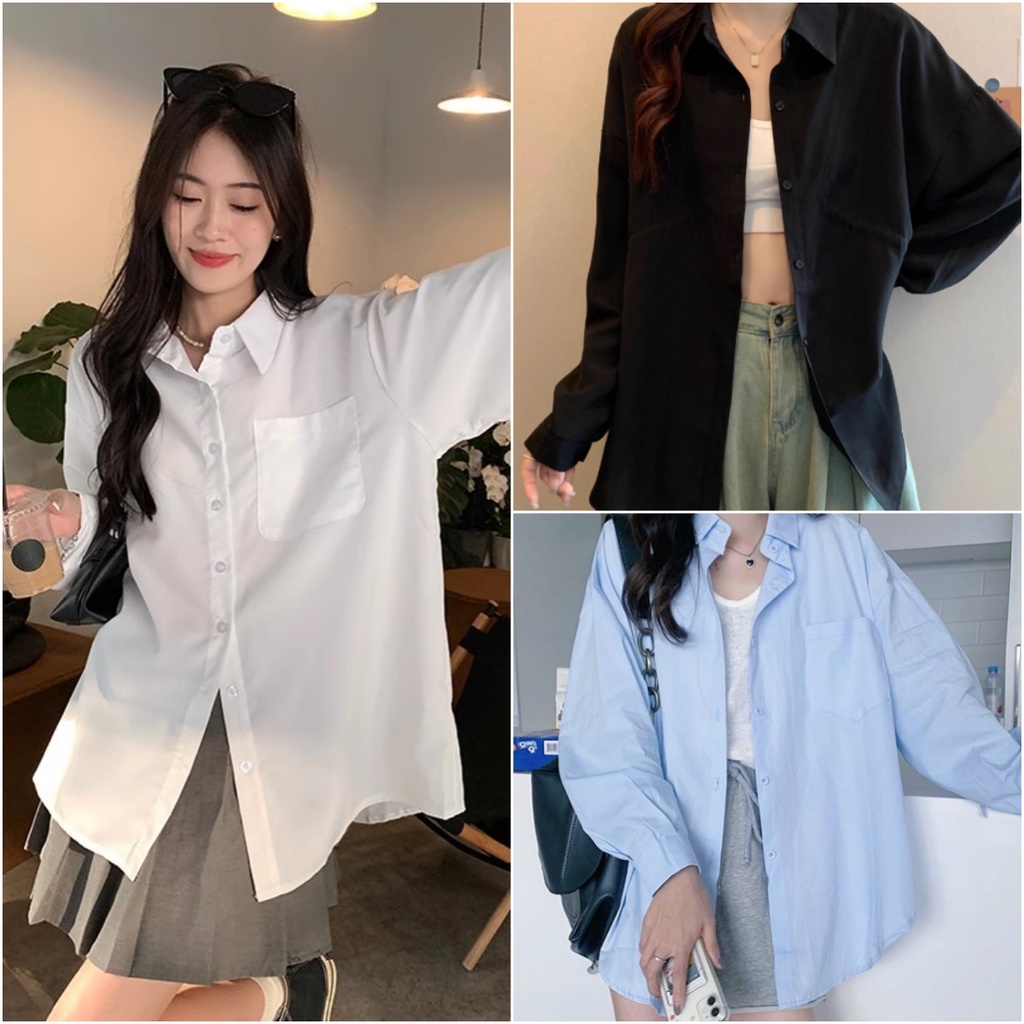 CCUTE พร้อมส่ง เสื้อเชิ้ตS-5XL เสื้อคอปก  oversize กันหนาว กันแดด แขนยาว  สไตล์เกาหลี
