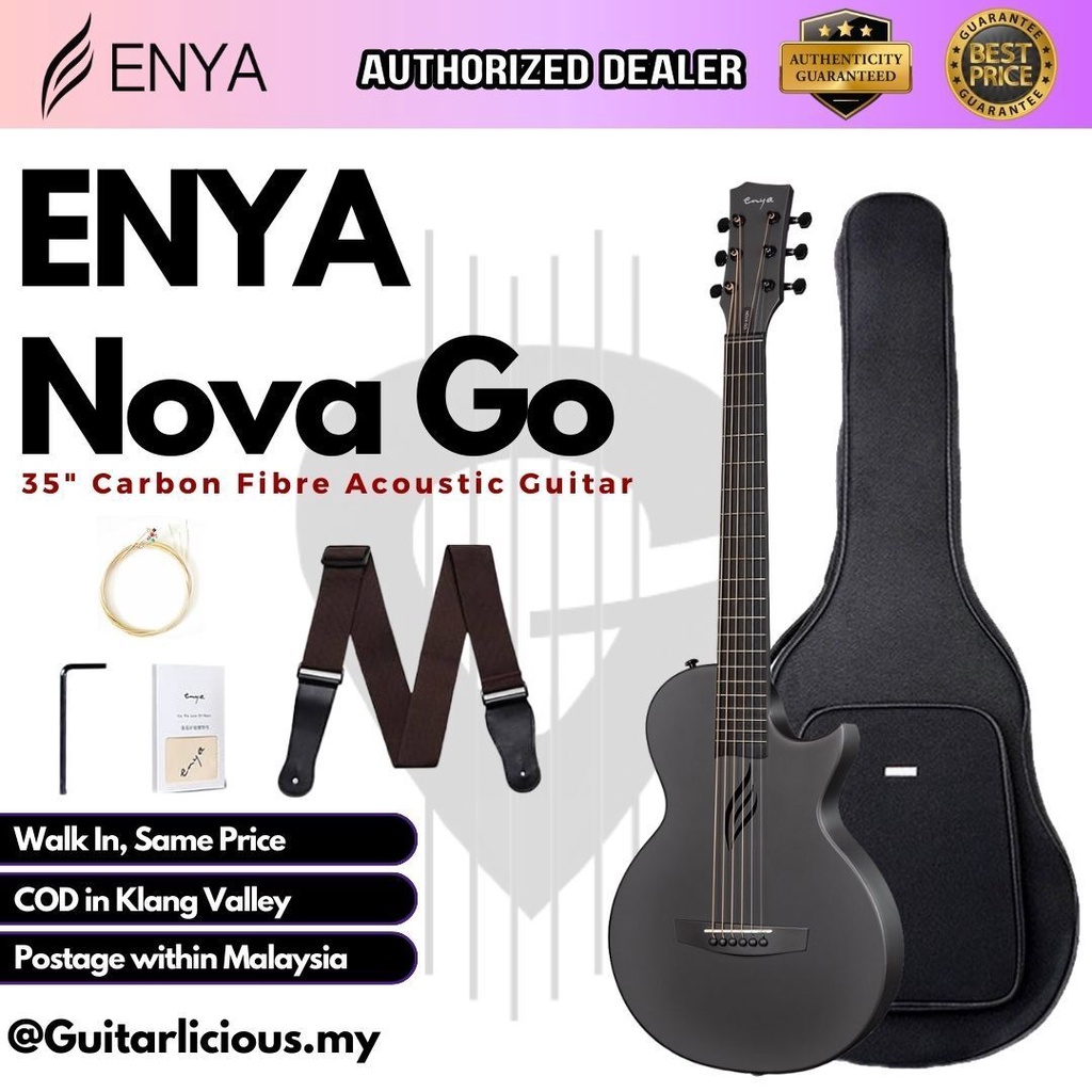 Enya Nova Go 1/2 Size Carbon Fiber Acoustic Guitar Travel Size , BLACK ( NovaGo / Nova-Go / 35 นิ้ว 