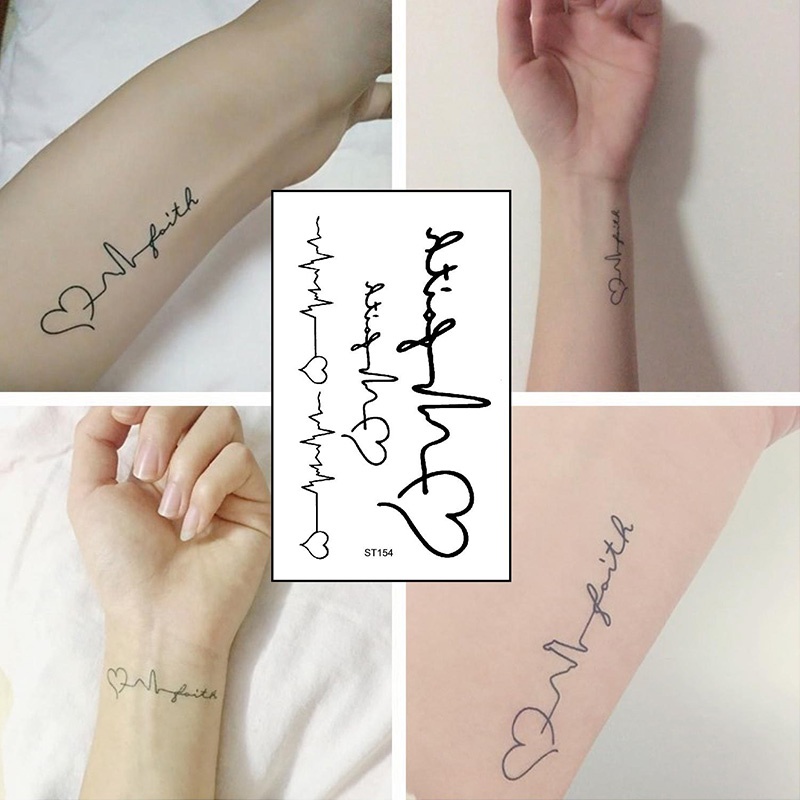 COD-พร้อมส่ง1บาทสติ๊กเกอร์รอยสักชั่วคราวกันน้ำแฟชั่นสีดำดอกกุหลาบลายหัวใจติดทนนานของแถมลูกค้าขายส่ง