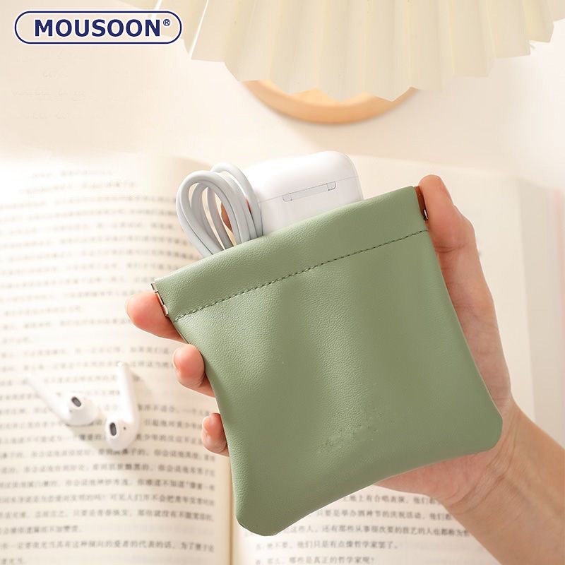 Mousoon Shrapnel กระเป๋าเก็บของ ins สไตล์กระเป๋าลิปสติกหนัง pu แบบพกพาระดับไฮเอนด์