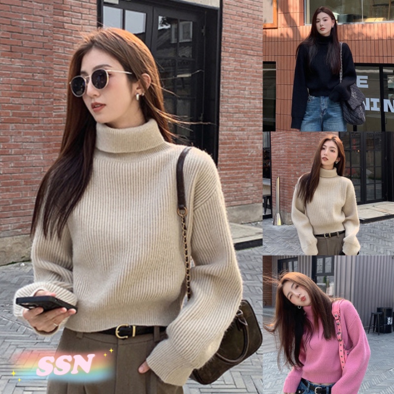 (จัดส่งจากประเทศไทย) ใหม่ในฤดูใบไม้ร่วง หลวมและเพรียวบาง เสื้อสเวตเตอร์คอเต่า สไตล์เกาหลี สไตล์สั้น สเวตเตอร์ 064