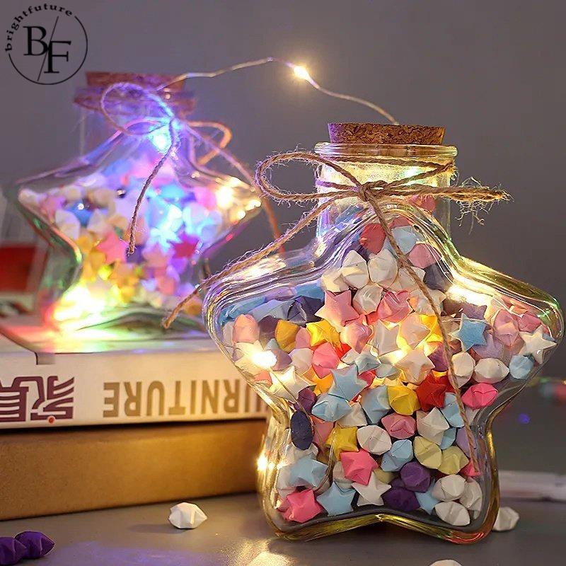 Origami Star ขวดโหลกระดาษ แฮนด์เมด ลายดาว สําหรับของขวัญวันปีใหม่ คริสต์มาส วันเกิด วันวาเลนไทน์ DIY 540 ชิ้น