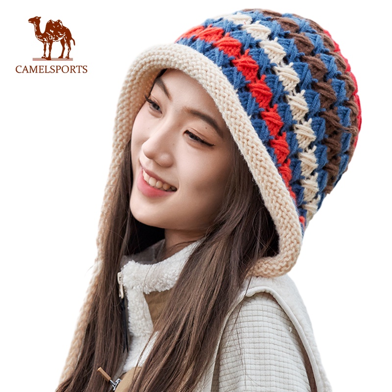CAMEL SPORTS หมวกถักโครเชต์ ผ้าวูล แฮนด์เมด กันความหนาว ให้ความอบอุ่น เหมาะกับฤดูใบไม้ร่วง และฤดูหนาว สําหรับผู้หญิง
