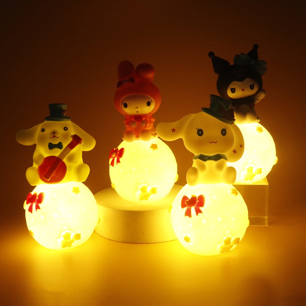 SANRIO โคมไฟกลางคืน LED รูปตุ๊กตา Kuromi Cinnamoroll Melody สําหรับตกแต่งเค้กวันเกิด