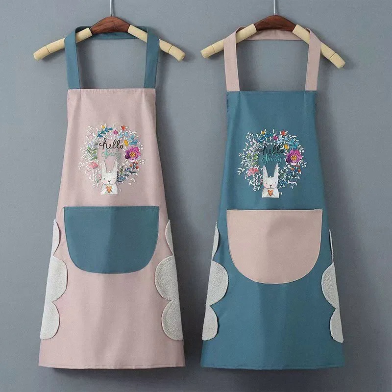 Cartoon Apron Oil-proof Waterproof Apron Waist Wipe Hand Sleeveless Aprons Household Cooking Tools K