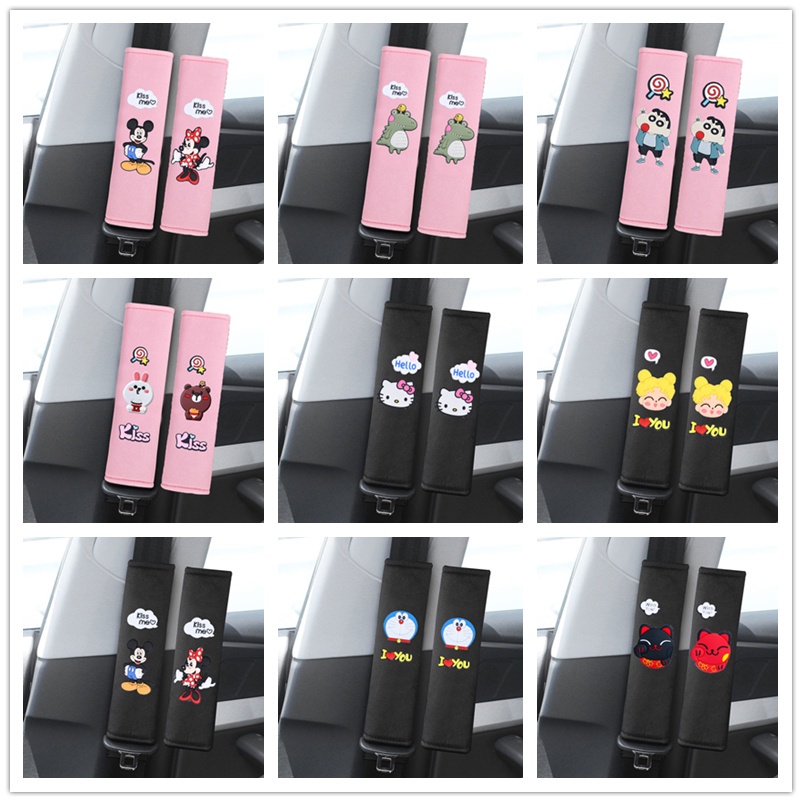 ปลอกหุ้มสายเข็มขัดนิรภัยรถยนต์ ลายการ์ตูน 1 คู่