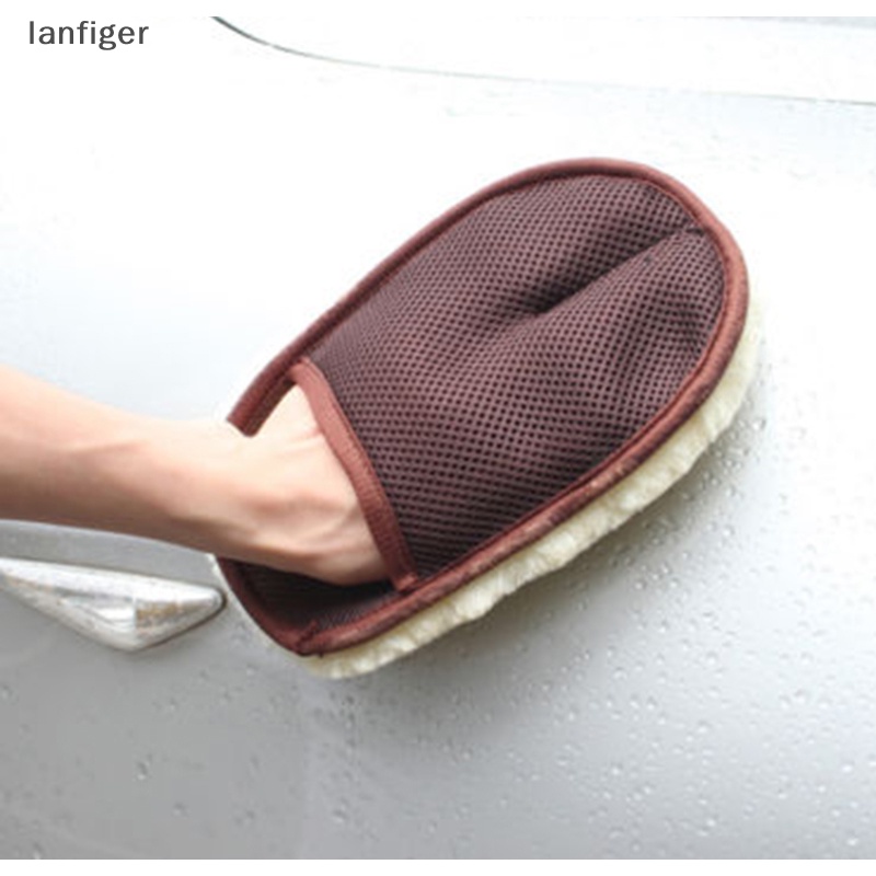 Lanf ถุงมือขนแกะนุ่มพิเศษ สําหรับทําความสะอาดรถยนต์ EN