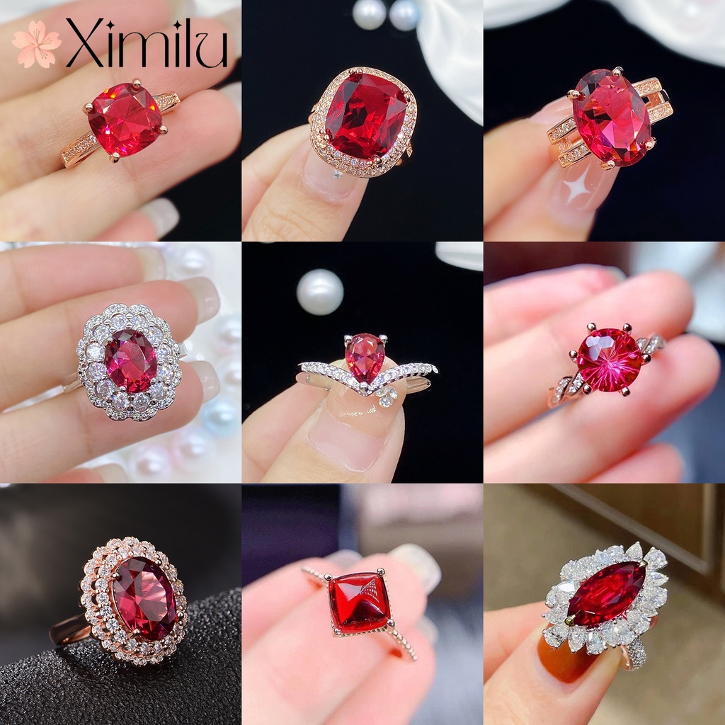 Original Ruby Gem Series Tourmaline Ring เครื่องประดับสีสันสดใสหญิง
