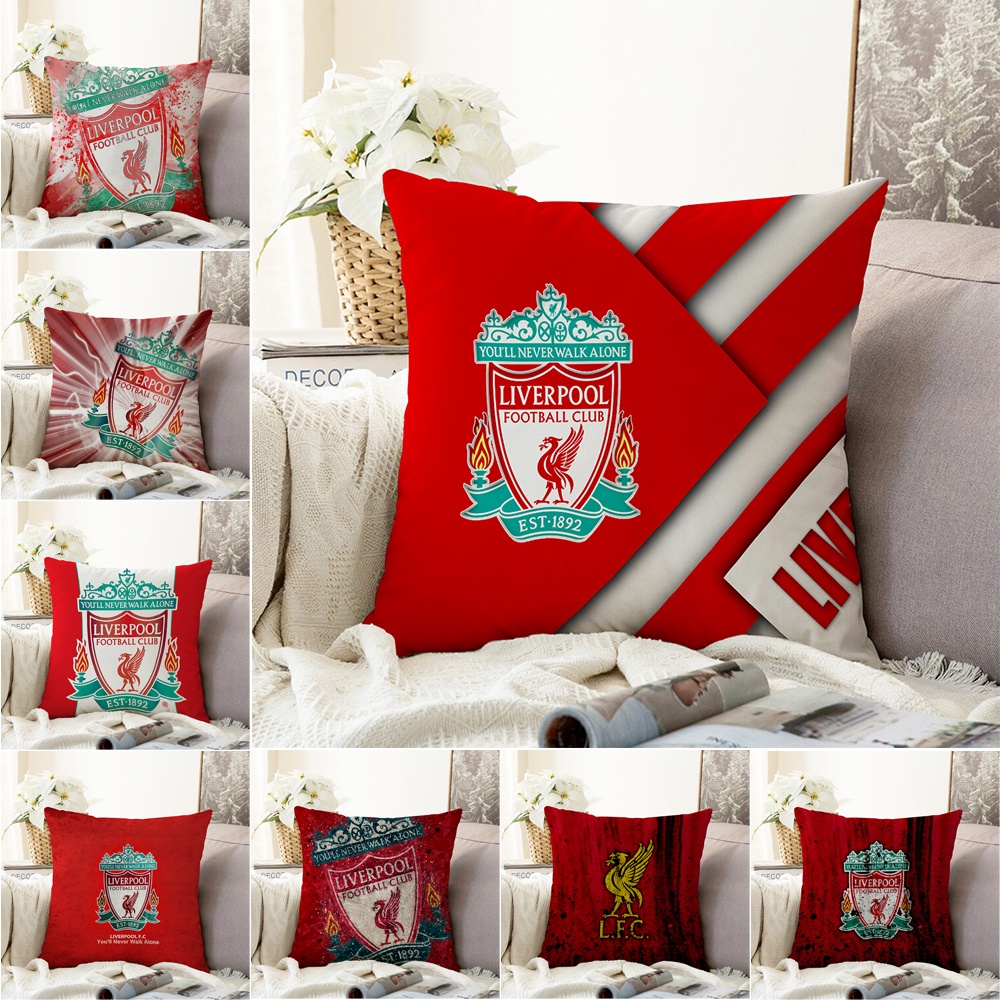 ปลอกหมอน ผ้าโพลีเอสเตอร์ ลายโลโก้ Liverpool F.C สําหรับตกแต่งบ้าน โซฟา ของขวัญวันเกิด