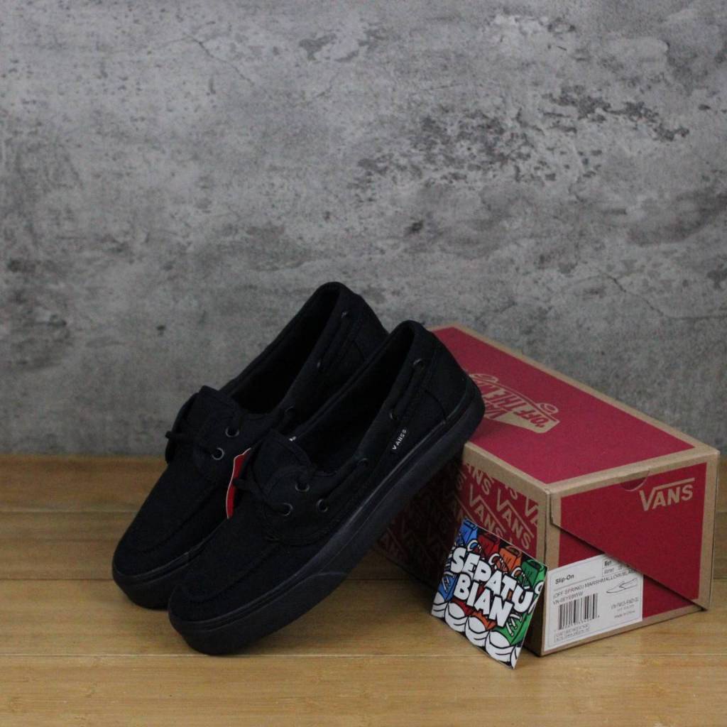 HITAM Vans Slip On Zapatto Zapato รองเท้าผ้าใบลำลอง Full All Black Black Polos