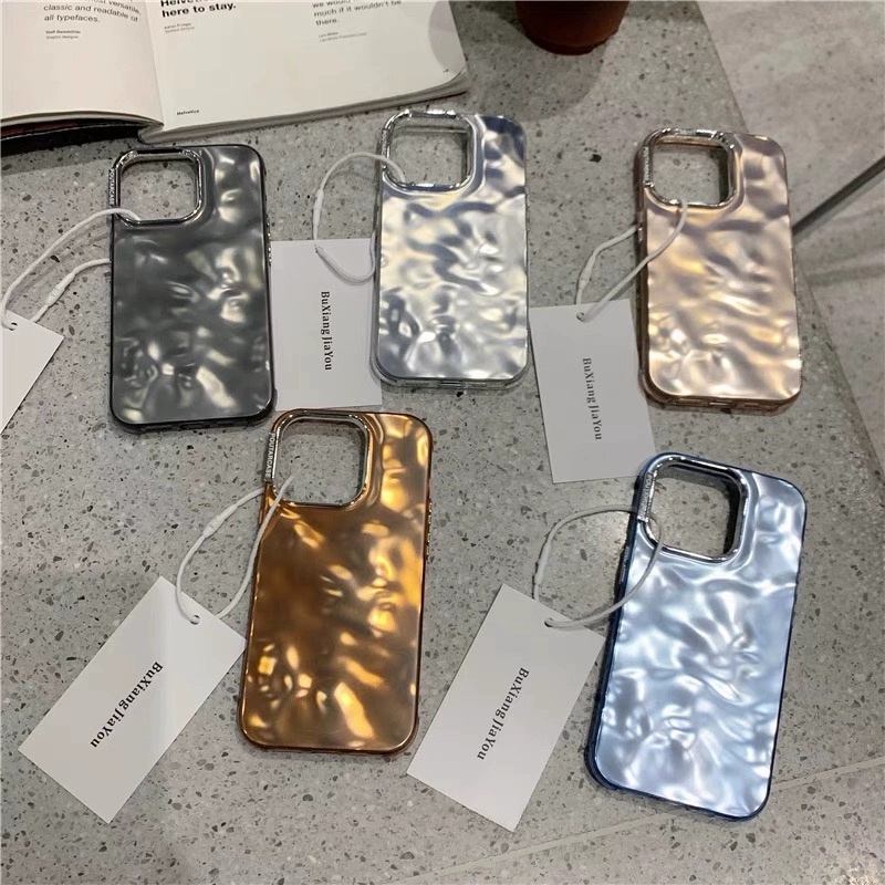 เคสโทรศัพท์มือถือ ซิลิโคนนุ่ม แต่งฟอยล์ดีบุก สีเงิน หรูหรา สําหรับ iPhone 15 Pro Max 13 14 11 12 Pro Max