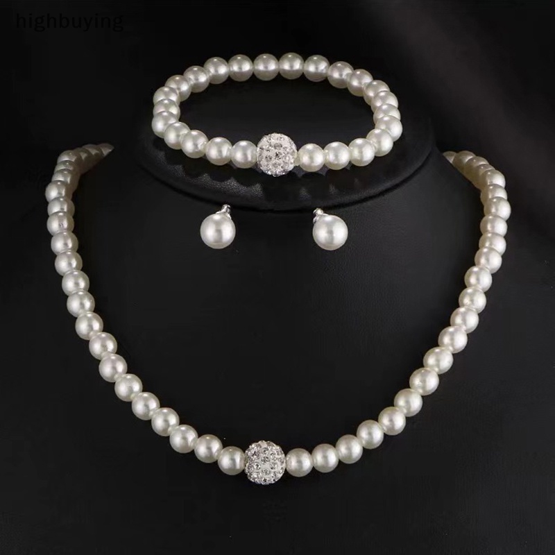 [highbuying] 4 ชิ้น / เซต วินเทจ ที่เรียบง่าย สร้อยคอมุก ต่างหู ชุดเครื่องประดับ สําหรับผู้หญิง เจ้าสาว หรูหรา คริสตัล โช้คเกอร์ จัดเลี้ยง อุปกรณ์จัดงานแต่งงาน ใหม่ พร้อมส่ง