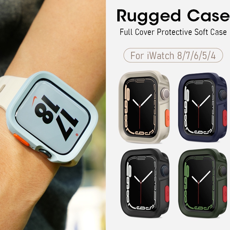 ทนทาน TPU ซิลิโคนนุ่มกรณี protector ฝาครอบสําหรับ Apple Watch 10 9 8 7 6 5 se 4 ultra 2 49 มม.46 มม.45 มม.44 มม.41 มม.40 มม.