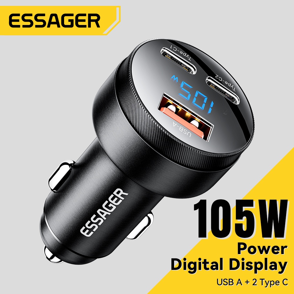 Essager ที่ชาร์จ USB ในรถยนต์ 105W 4.0 QC4.0 QC3.0 QC SCP PPS PD USB Type C ชาร์จเร็ว สําหรับโทรศัพท์ Xiaomi