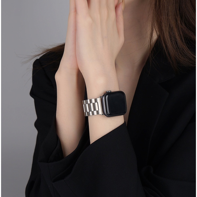 [พร้อมส่ง] สายนาฬิกาข้อมือสเตนเลส โลหะ สําหรับ iWatch Series 9 8 7 6 5 4 3 2 SE Smart Watch 9 8 ultra 49 มม. 41 มม. 45 มม. 40 มม. 44 มม.