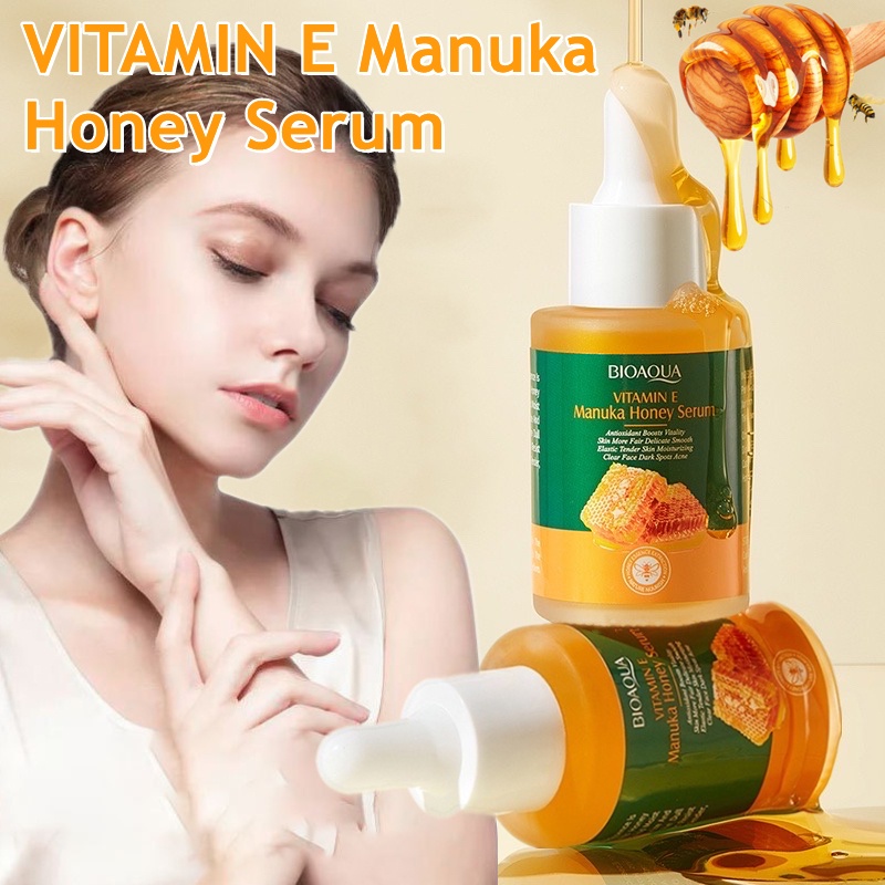 Bioaoua VITAMIN E Manuka Honey เซรั่มน้ําผึ้ง บํารุงผิวหน้า ให้ความชุ่มชื้น ต่อต้านอนุมูลอิสระ 30 มล.