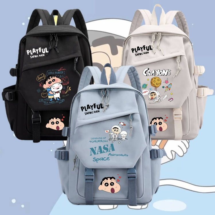 กระเป๋าเป้สะพายหลังลําลอง ลายการ์ตูนชินจังน่ารัก สองมิติ สําหรับผู้ชาย และผู้หญิง นักเรียนประถม