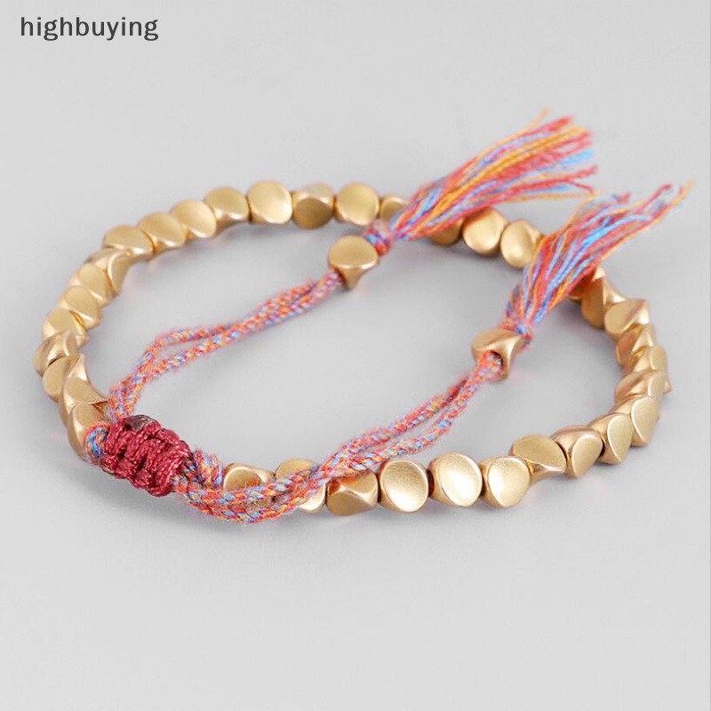 [highbuying] ทิเบต ถัก นิตติ้ง ทองแดง ลูกปัด โชคดี เชือก สร้อยข้อมือ กําไลข้อมือ เครื่องประดับ Unisex พร้อมส่ง