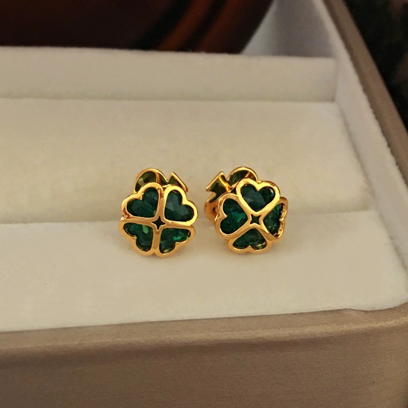 พร้อมส่งIRIS VINTAGE | Lucky charm earrings GV058 เครื่องประดับ ทอง 18K ต่างหูเงิน ต่างหูสตั๊ด