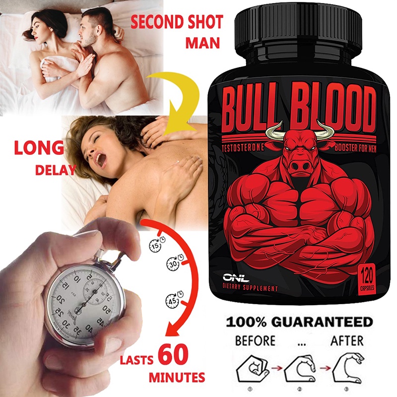 Bull's Blood อาหารเสริมผู้ชาย - ด้วย L-Arginine, Maca Root - Boosts Strength