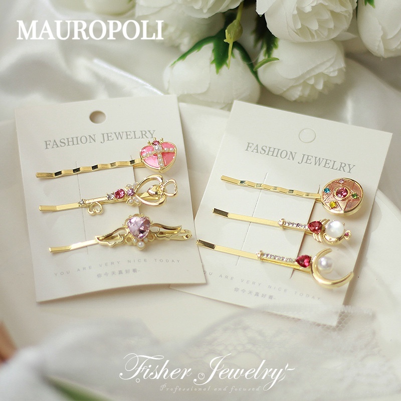 Mauropoli [พร้อมส่ง] ใหม่ ชุดกิ๊บติดผมหน้าม้า แบบนิ่ม ลายดวงจันทร์ ดาว สไตล์เกาหลี ญี่ปุ่น เครื่องประดับผม สําหรับผู้หญิง