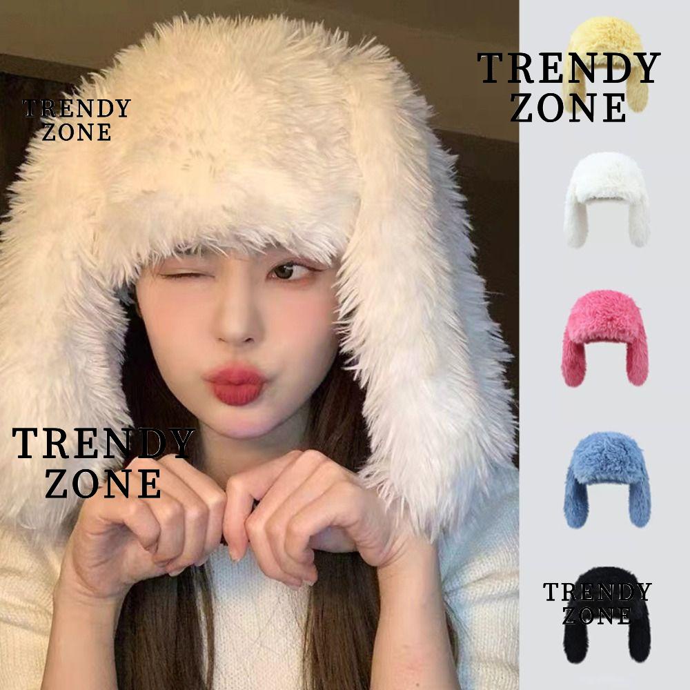 Trendyzone หมวกหูกระต่าย แบบยาว พร็อพถ่ายรูป แฟชั่นฤดูหนาว