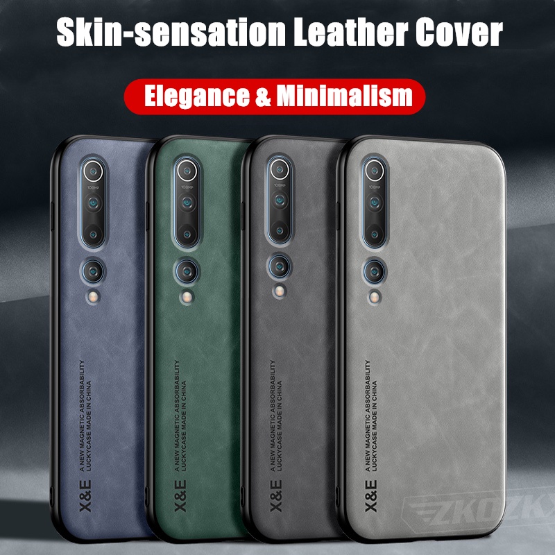 สําหรับ Xiaomi Mi 10 5G M2001J2G M2001J2I Skin-sensation Elegance Retro ของแท้หนังแผ่นโลหะในตัวลื่นป